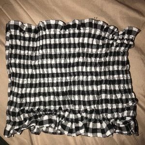 Gingham shirring bandeau top
